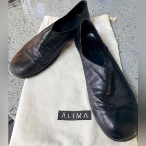 Black Leather Women's Slip-On Flats